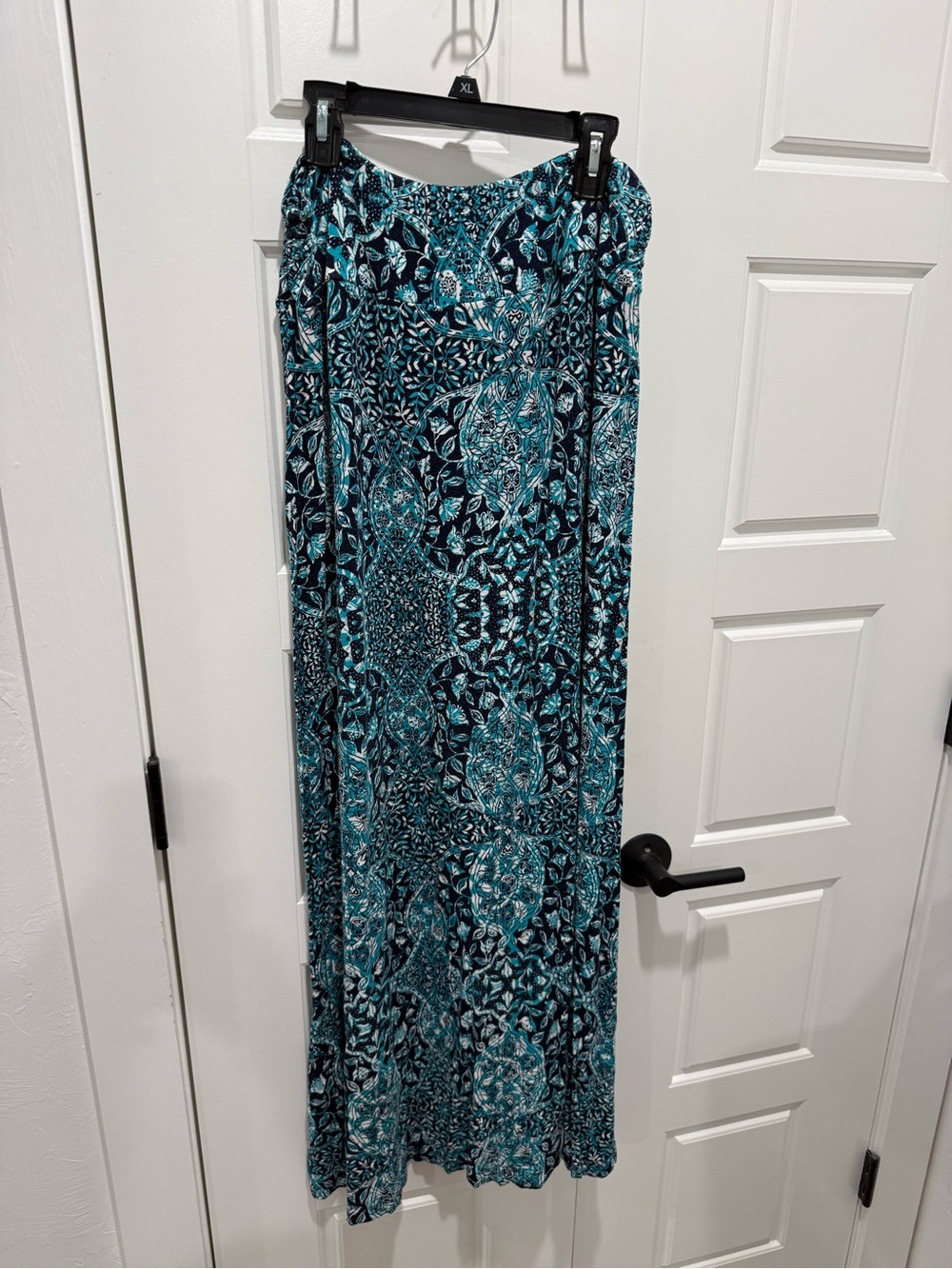 Maxi Skirt in Teal & Navy Floral Print